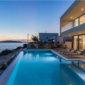 3 x 5 bedroom seafront villa with heated infinity pool near Rogoznica, sleeps 10